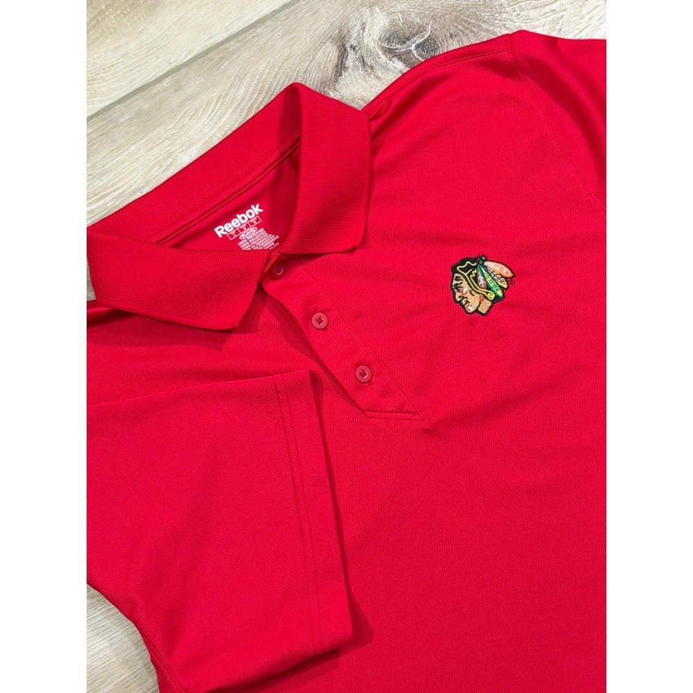 Reebok Chicago Blackhawks Red Embroidered Logo Polo Shirt Men's Large